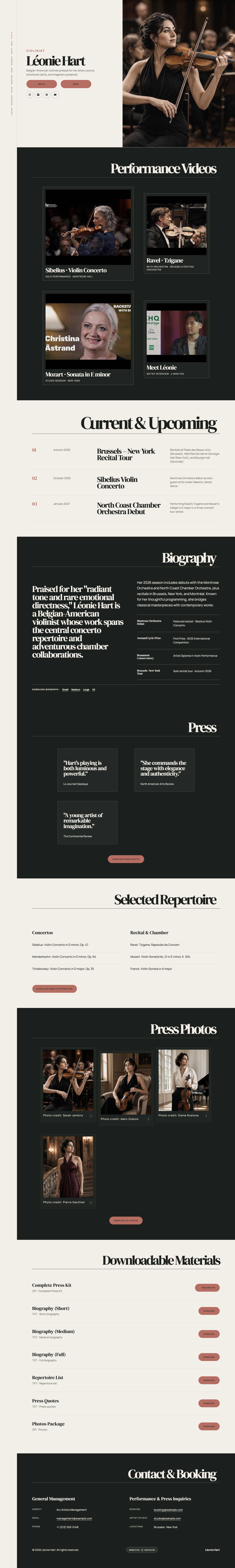 The full Clean Editorial press kit, from the introduction through biography, downloads, and contact